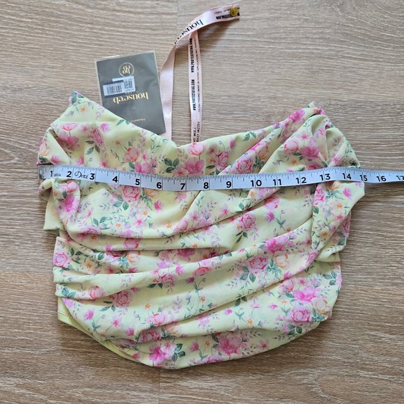 HOUSE OF CB Vivienne Floral Corset Lemon Print Sz Small Strapless Scoop Neck NWT - Picture 8 of 16